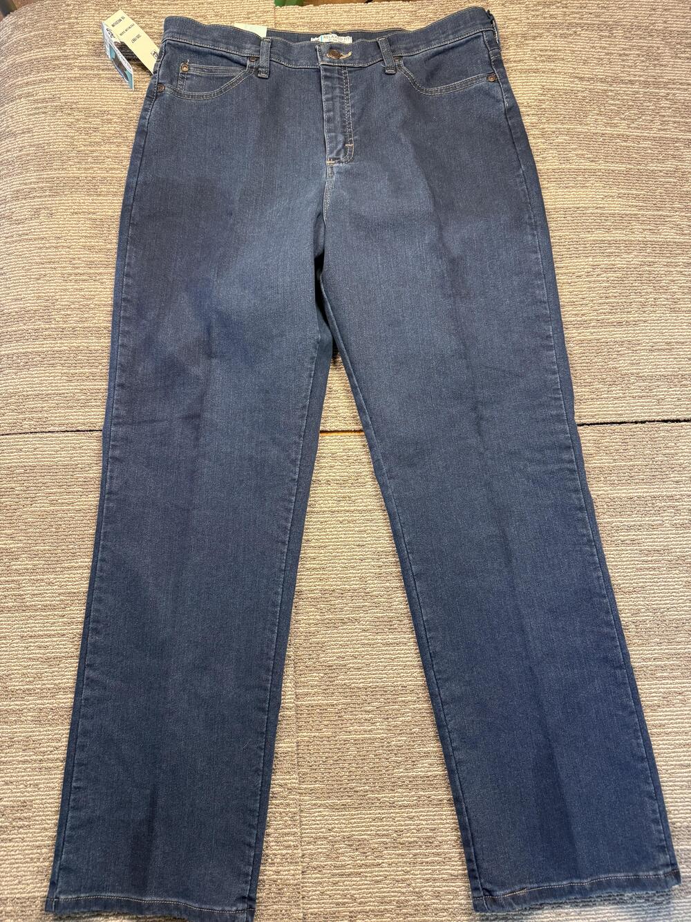 Lee Jeans Womens 16 Blue Dark Wash Relaxed Fit Straight Leg Stretch Denim Casual